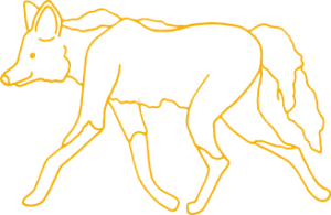 Ilustração do Lobo Guará - bordas amarelas e fundo transparente