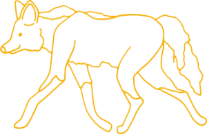 Ilustração do Lobo Guará - bordas amarelas e fundo transparente