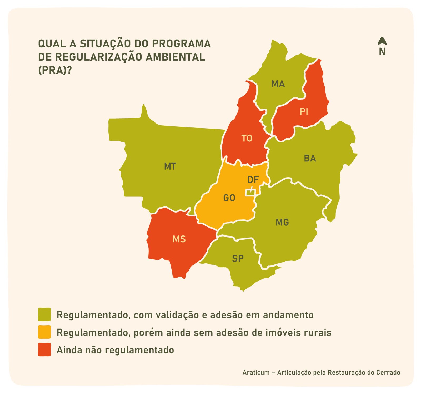 Figura 1. Unidades federativas incluídas no estudo de Políticas Públicas do Cerrado